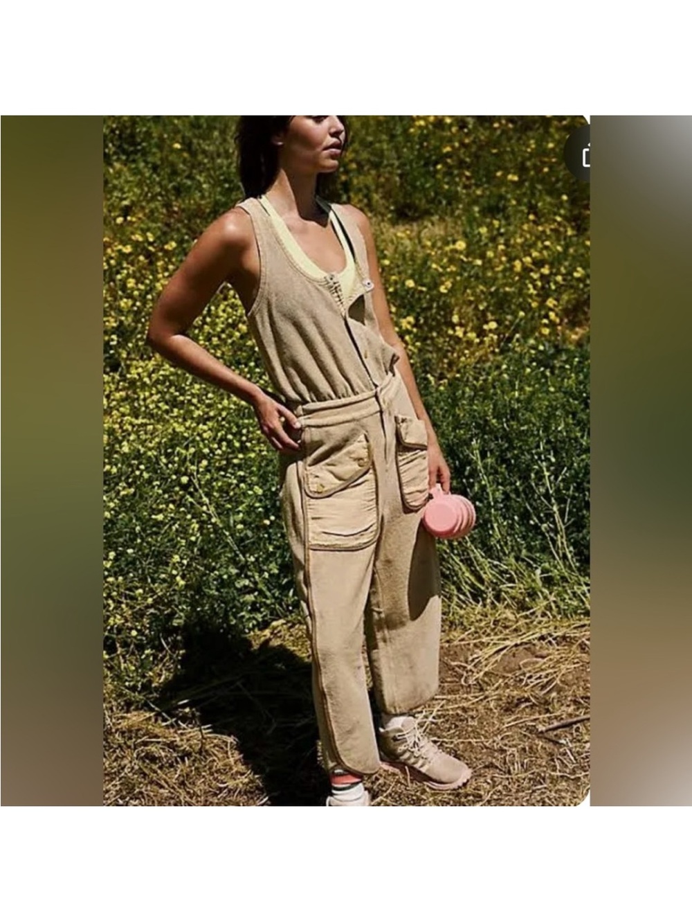 Free People Movement White “TINKO”  Sleeveless Terry Jumpsuit.